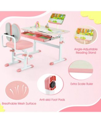 Height-Adjustable Kid's Study Desk and Chair Set