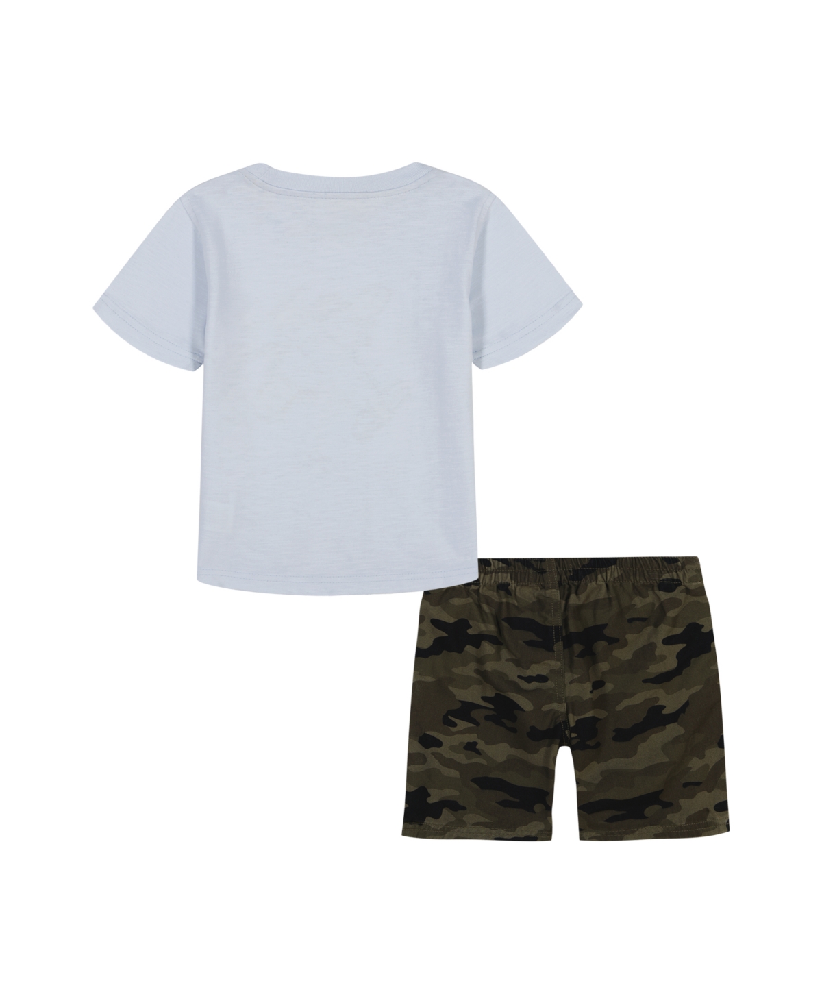 Kids Headquarters Baby Boy 2-piece Slub Jersey Graphic T-shirt Camo Twill Cargo Shorts Set
