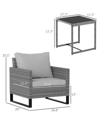 3PCS Patio Furniture Set Wicker Bistro Set with Cushions,