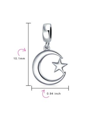 Inspirational Celestial Moon Star Dangle Charm Bead Sterling Silver for Bracelet