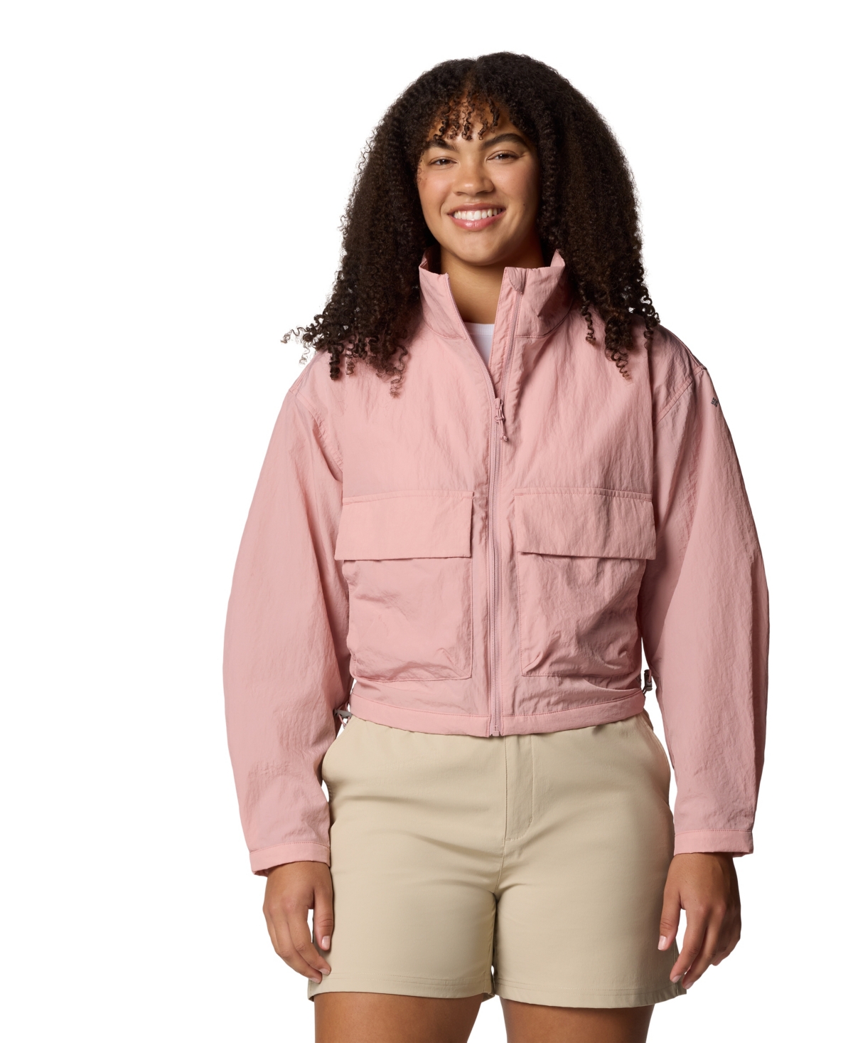 Women's Paracutie Cropped Cargo Windbreaker Jacket - Safari