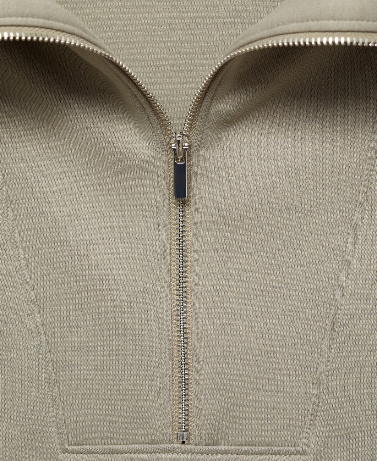 Mango Quarter Zip Sweatshirt In Khaki