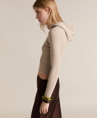 Women's Ribbed Hooded Sweater