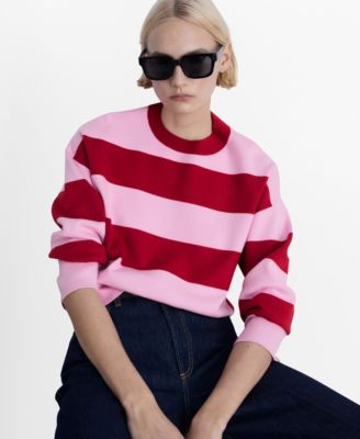 Women's Round-Neck Striped Sweater