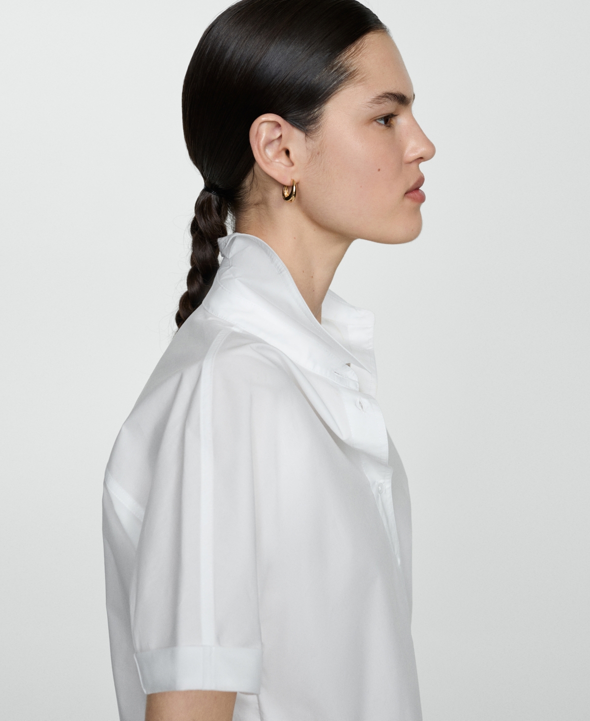 Shop Mango Women's Cotton Crop Shirt In Off White