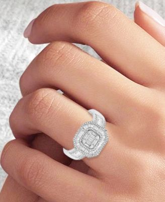 Diamond Cluster Statement Ring (2 ct. t.w.) in 14k White Gold