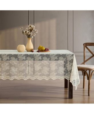 Jolene Floral Lace Wrinkle-Resistant Tablecloth