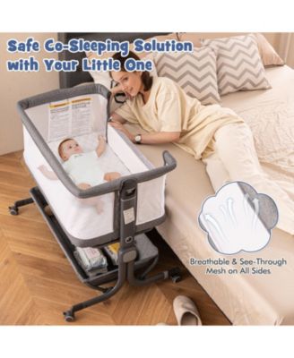 Baby Bassinet Bedside Sleeper with 6-Level Adjustable Height