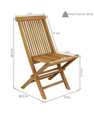 Outdoor Solid Teak Wood with Stained Finish Hyannis Folding Dining Chairs - Light Brown
