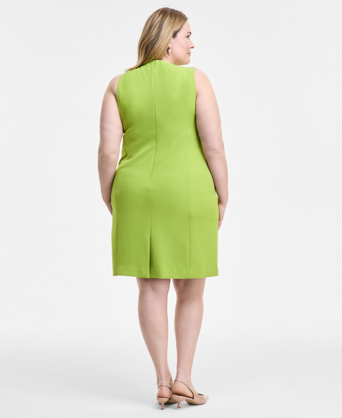 Kasper Plus Size Sleeveless Multi-seam Sheath Dress In Kiwi