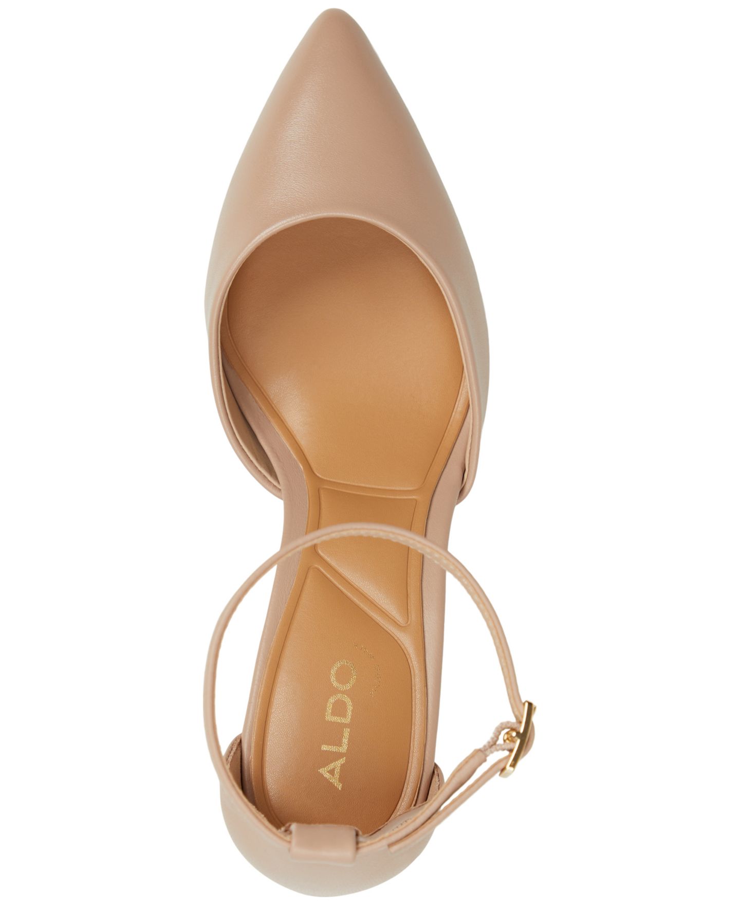 Женские сандалии ALDO Jan Pointed Toe Ankle-Strap Block-Heel, цвет: Бежевый гладкий — фото 7