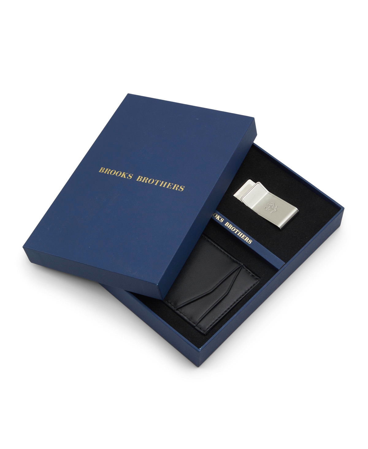 Brooks Brothers Men's Gifting Cardholder And Money Clip Set In Black