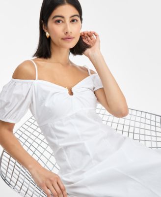 Women's Cotton Cold-Shoulder Midi Dress, Exclusively at Macy's