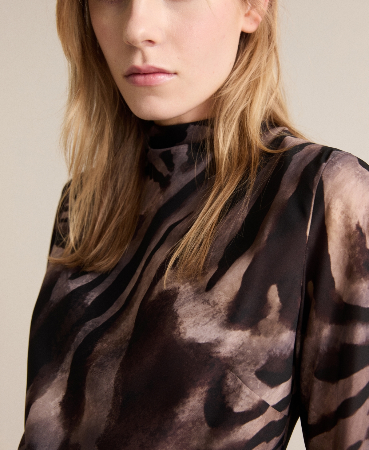 Mango Women's Short Satin Animal Print Dress In Brown