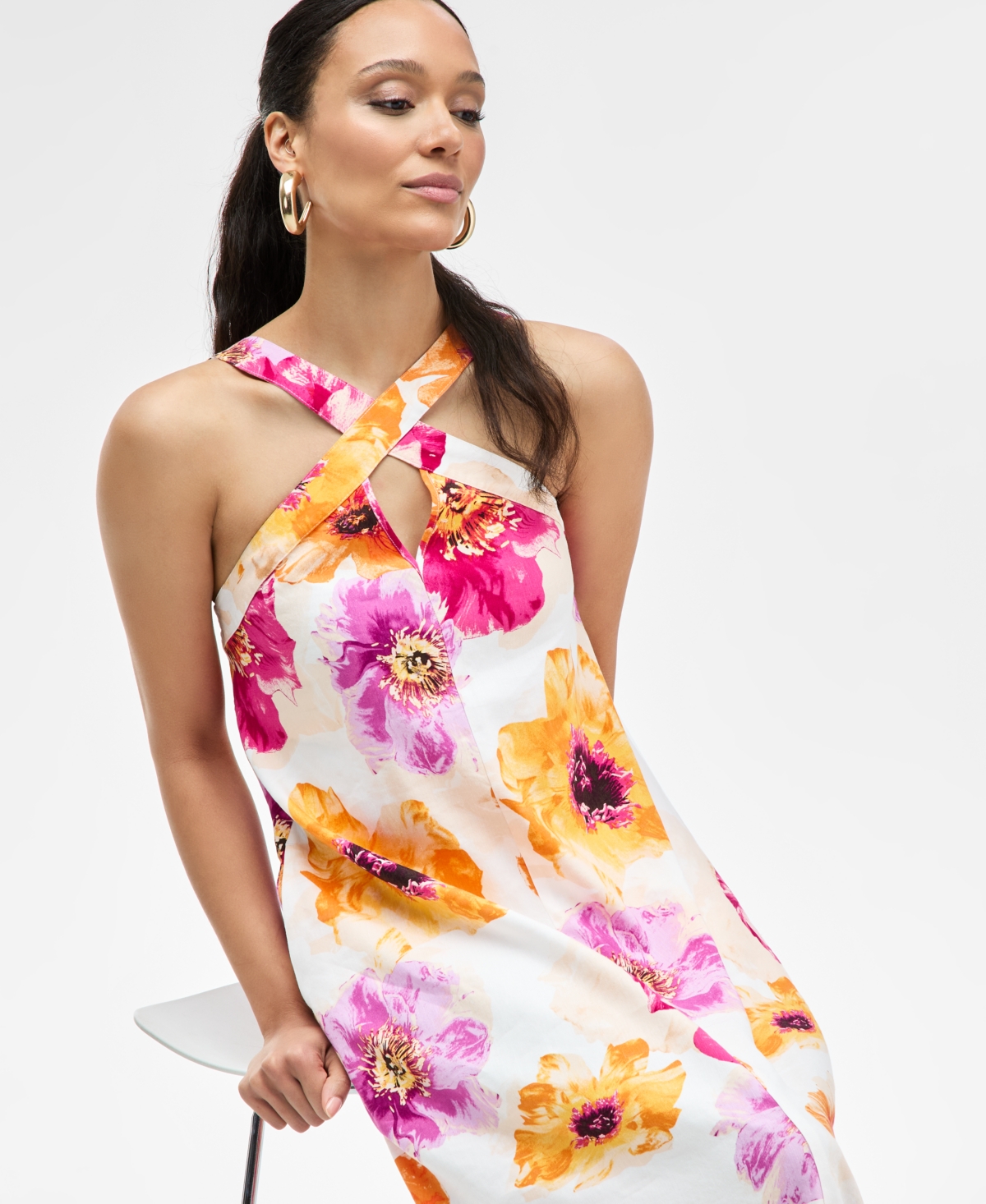 Inc International Concepts Women's Floral-print Linen-blend Maxi Dress, Exclusively At Macy's In Deima Blooms