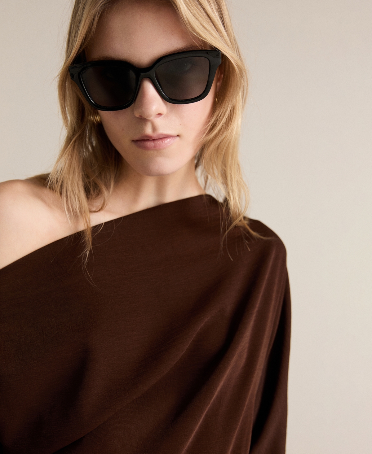 Shop Mango Women's Gathered Details Asymmetrical Dress In Brown