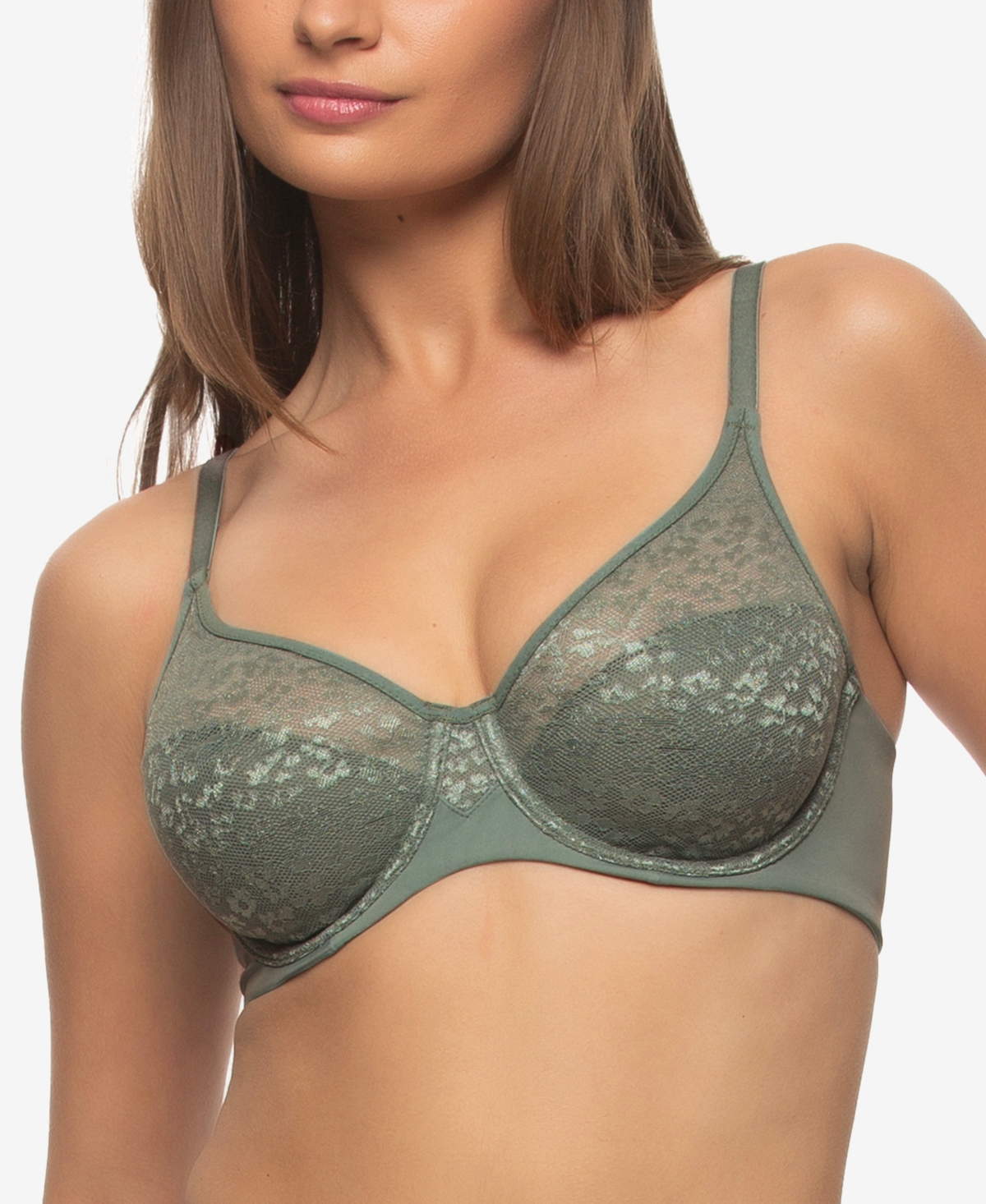 Paramour Women's Prima Seamless Unlined Molded Lace Bra In Green