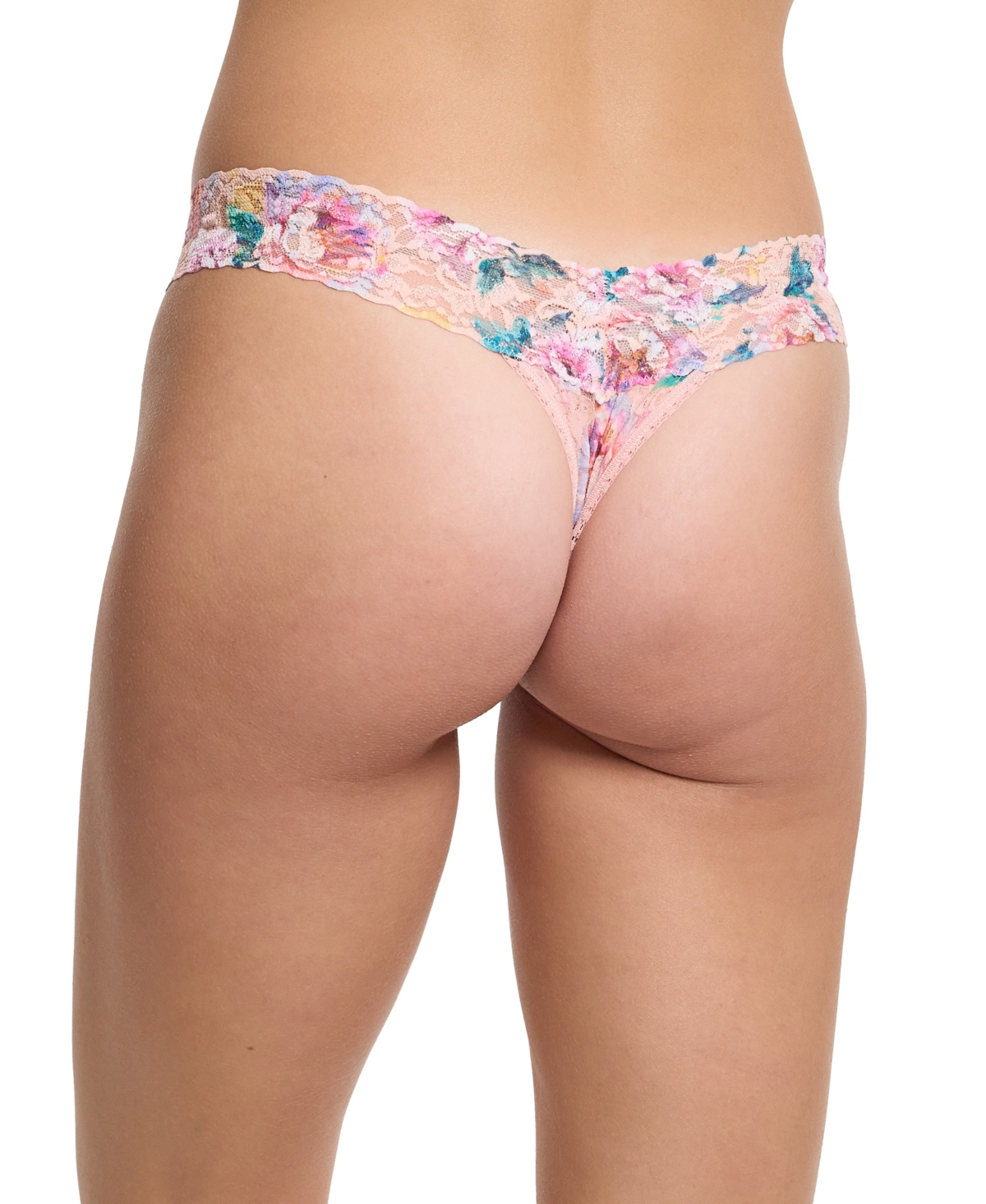 Shop Hanky Panky Women's Printed Signature Lace Low Rise Thong In Buy Myself Flowers Peach