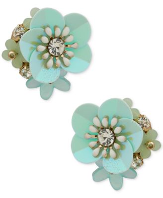 lonna & lilly - Gold-Tone Crystal & Flower Cluster Stud Earrings
