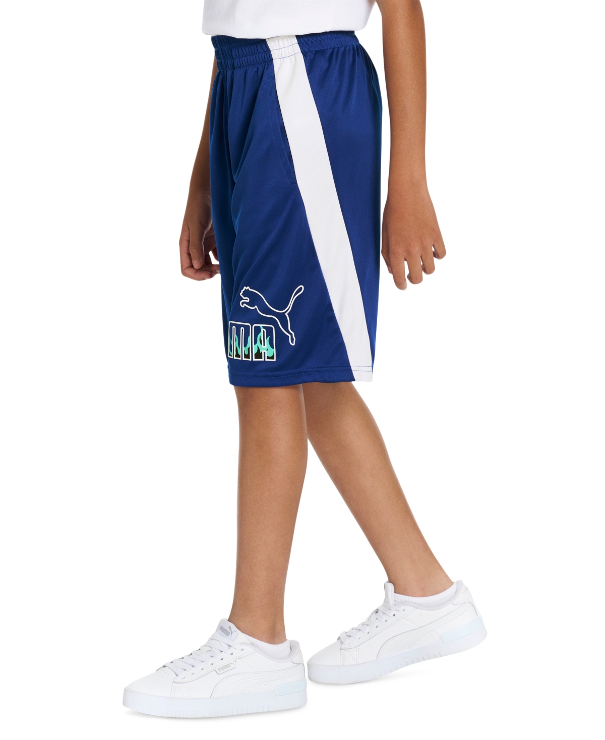 Puma Big Boys Logo Graphic Shorts In Vivid Blue
