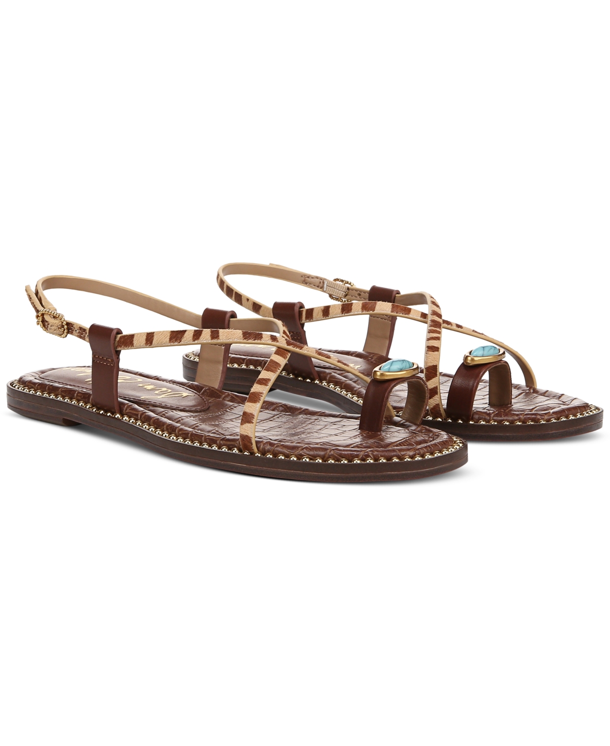 Shop Sam Edelman Women's Tenly Strappy Flat Sandals In Beechwood Multi,burnt Brandy