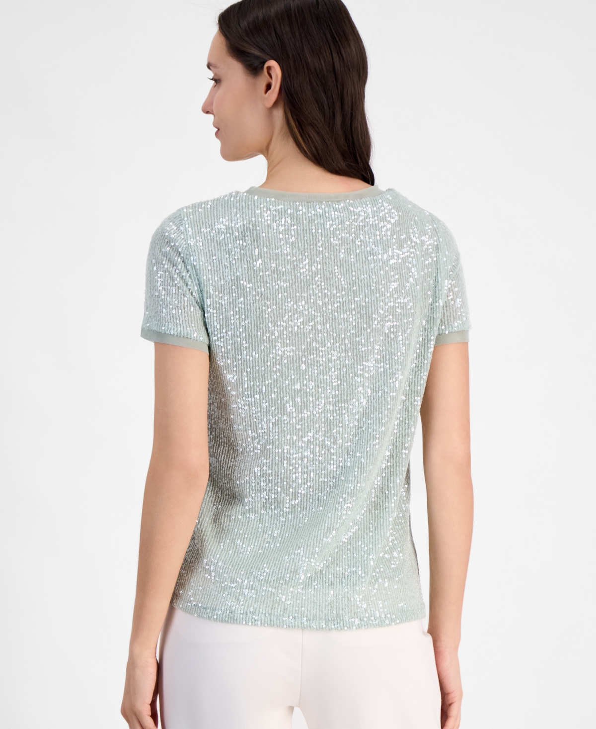 ANNE KLEIN WOMEN'S SEQUINED T-SHIRT 