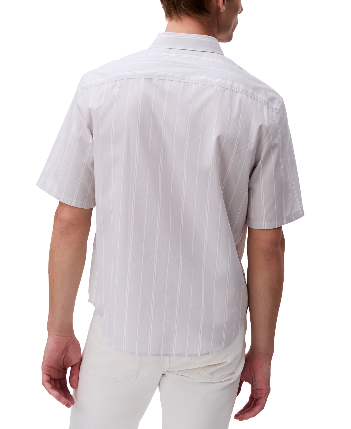 Calvin Klein Men's Relaxed Fit Short Sleeve Poplin Striped Button-front Shirt In Gray Violet