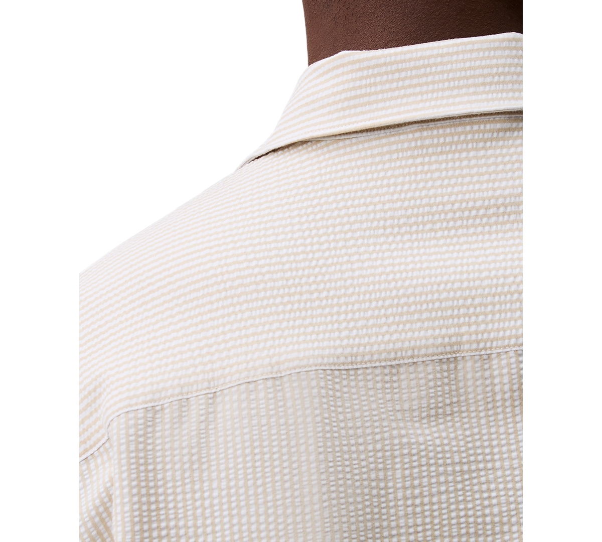 Calvin Klein Men's Relaxed Fit Short Sleeve Seersucker Striped Button-front Shirt In White