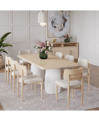 Lunare 9-Pc. Dining Set (Rectangular Table & 8 Curved Chairs)