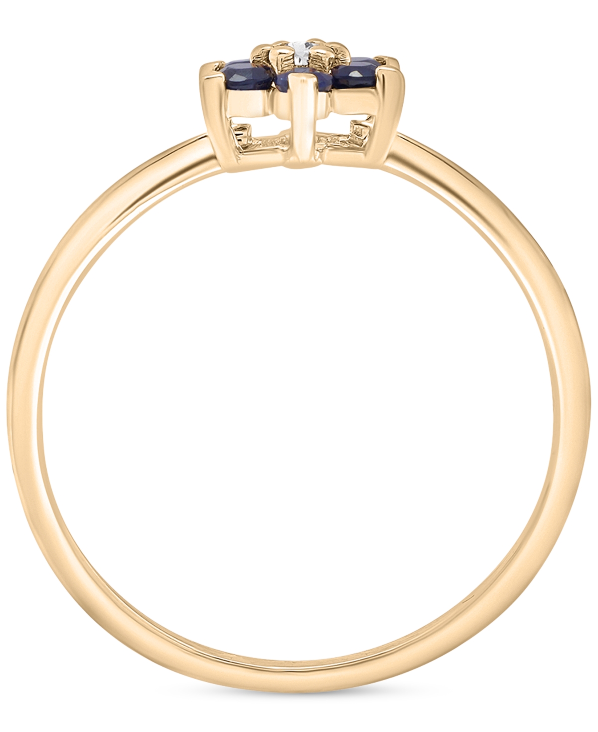 Macy's Blue Sapphire (1/4 Ct. T.w.) & White Sapphire (1/20 Ct. T.w.) Flower Ring In 14k Gold Over Sterling In Blue Sapphire