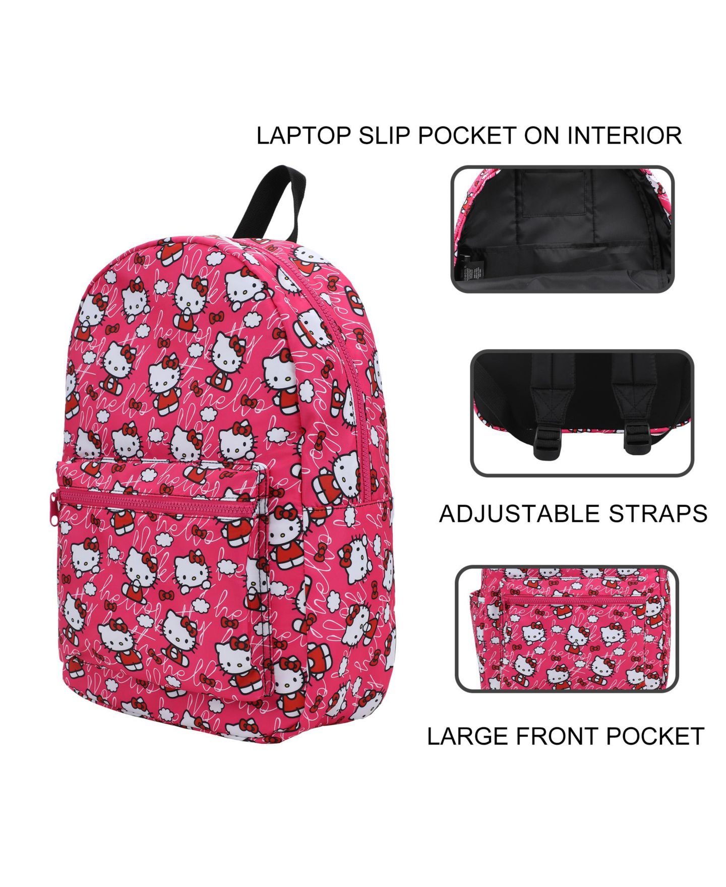 Рюкзак Hello Kitty Toss AOP Pink Ground Travel, цвет: Розовый — фото 8
