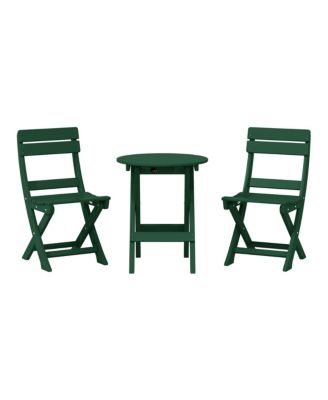 3-Piece Outdoor HDPE Folding Patio Bistro Table and Chairs