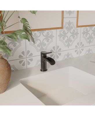 Waterfall Single Hole Single-Handle Low-Arc Bathroom Faucet With Supply Line in Matte Black