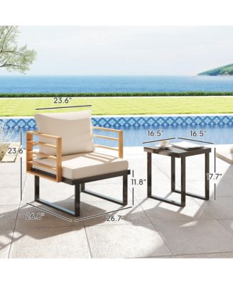 Metal Outdoor Bistro Set, Small Patio Set with Cushions,