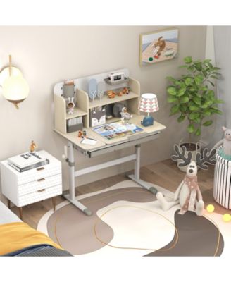 Height Adjustable Kids Study Desk with Tilt Desktop for 3-12 Years Old