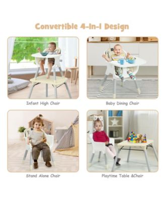 Kids 4-in-1 Convertible Table Chair Set with PU Cushion