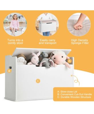 Kids Toy Wooden Flip-top Storage Box Chest Bench with Cushion Hinge