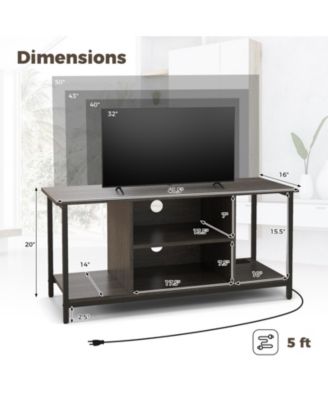 3-Tier TV Stand with Power Outlet USB and Adjustable Shelf