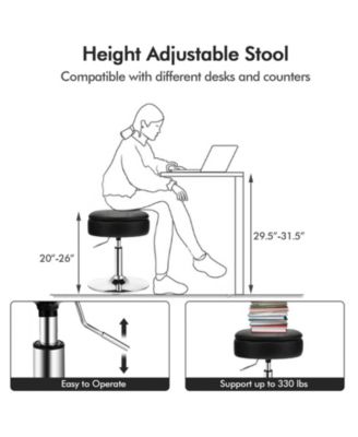 Adjustable 360 Swivel Storage Vanity Stool with Removable Tray
