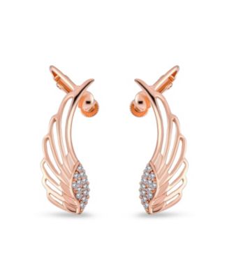 Trendy Angel Wing Feather Ear Cuff Cartilage Earrings Rose Gold Silver Plated