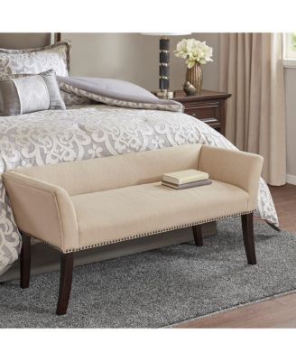 Upholstered Accent Bench with Nailhead Trim and Solid Wood Legs