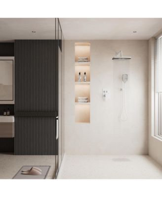 Wall-Mounted High-Pressure Shower System with Rain Shower Head and Temperature Display