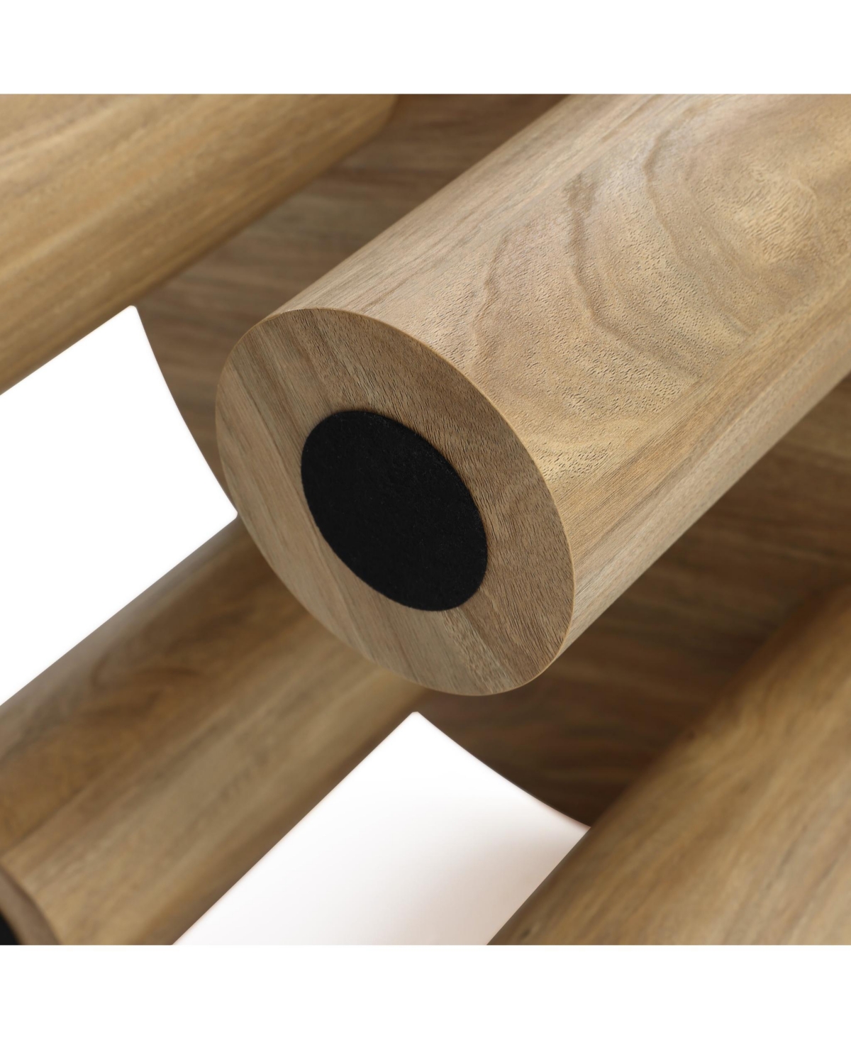 Luxenhome Oak Finish Manufactured Wood Round Coffee Table With 4 Pillar Legs In Oak Wood