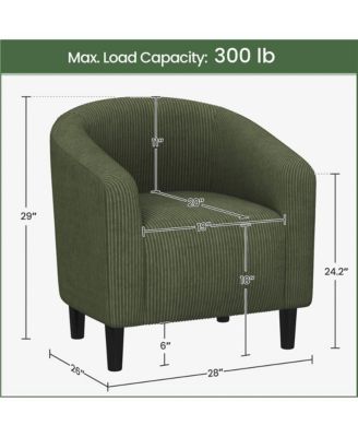 1 piece Corduroy Fabric Upholstered Accent Barrel Chair