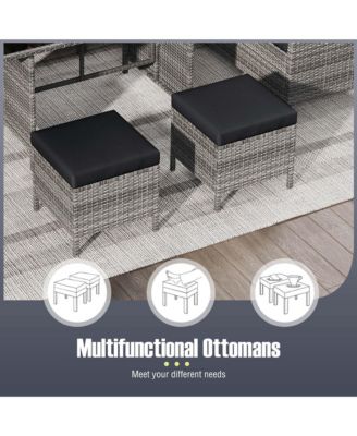 Set of 7 Dining Furniture Set PE Rattan Sectional Sofa Set Patio