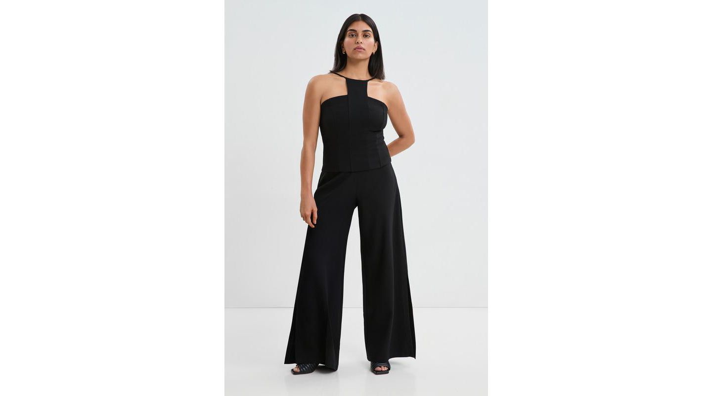 Женские брюки Marcella Lexington High-Waisted Wide-Leg Side-Slit Dress Pants, цвет: Чёрный — фото 4