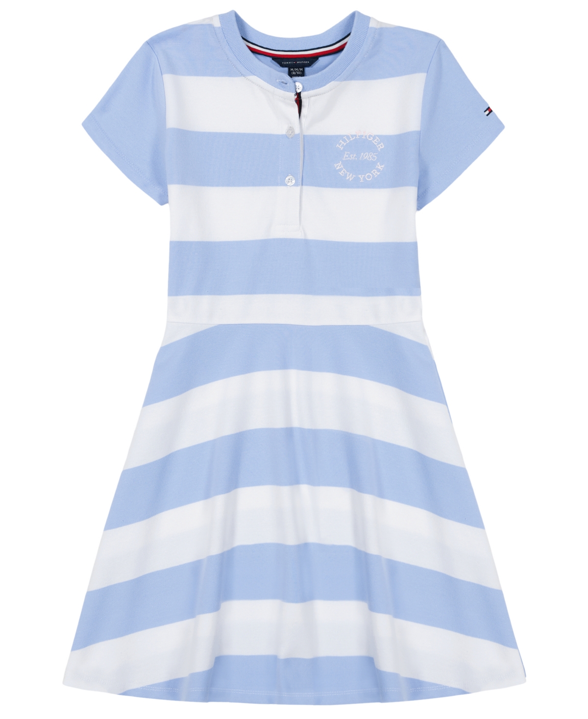 Tommy Hilfiger Big Girls Rugby Stripe Short Sleeve Dress In Windsurfer