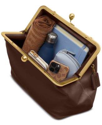 Kisslock Medium Leather Frame Bag 