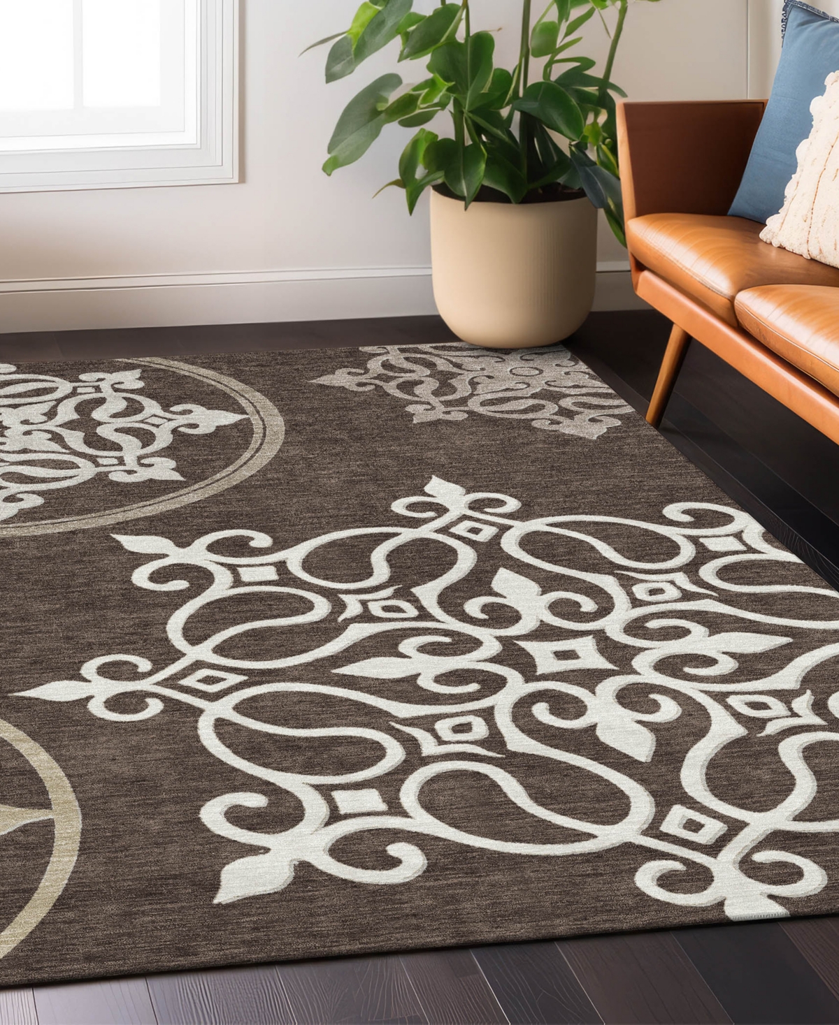 Addison Chantille Acn874 8'x10' Area Rug In Chocolate