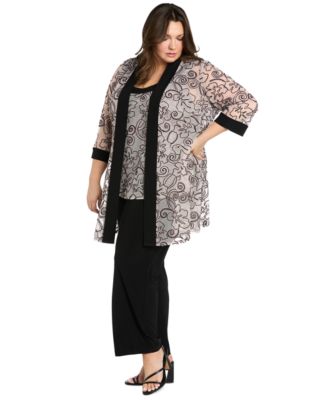 Plus Size 2-Pc. Soutache Layered-Look Jacket & Pants Set